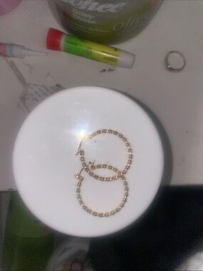 Gold Textured Hoop Earrings - Women Jewelry